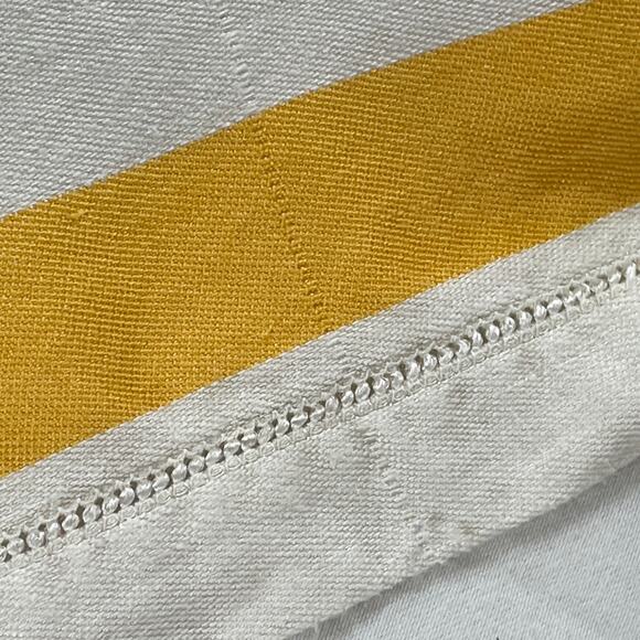 Vintage Set 8 Linen Napkins Cream w/ Yellow Boarder Embroidered Red Rose 14x13 - Picture 10 of 12